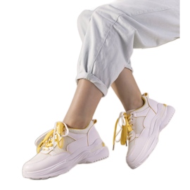 Zapatillas blancas con inserciones Splitters amarillas blanco amarillo