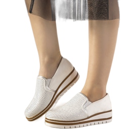 Zapatos plateados sin cordones con tachuelas GF-FD9 blanco