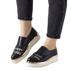 Zapatos plateados sin cordones con tachuelas GF-FD9 negro