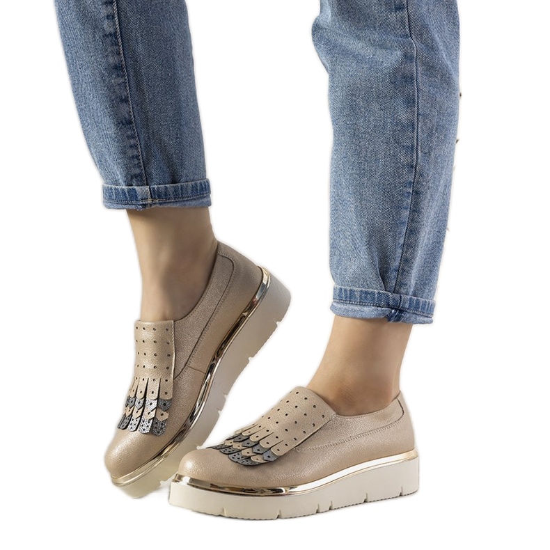 Zapatos plateados sin cordones con tachuelas GF-FD9 dorado Zapatos plateados sin cordones con tachuelas GF-FD9 dorado