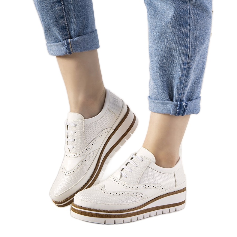 Zapatos plateados sin cordones con tachuelas GF-FD9 blanco