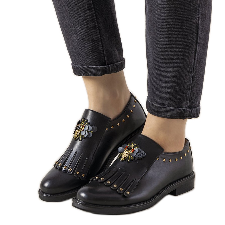 Zapatos negros sin cordones con tachuelas GF-FD9