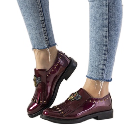 Zapatos sin cordones granate con tachuelas GF-FD9 rojo