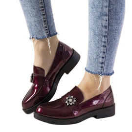 Zapatos sin cordones granate con tachuelas GF-FD9 rojo