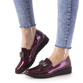 Zapatos sin cordones granate con tachuelas GF-FD9 rojo