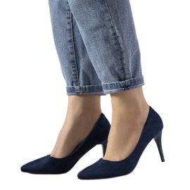 Zapatos de salón azul marino con tacón bajo Campbell