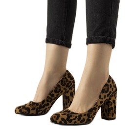 Zapatos de tacón en poste con estampado de leopardo Selva marrón
