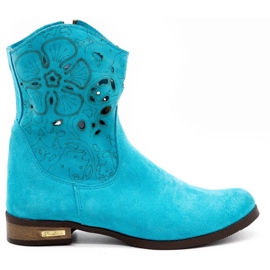 Olivier Cómodas botas Jess turquesa caladas azul