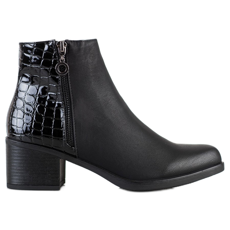 J. Star Botas con inserto de estampado de serpiente negro