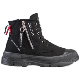 Goodin Zapatillas con cremallera decorativa negro
