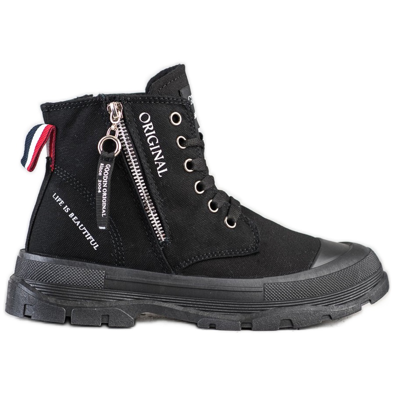 Goodin Zapatillas con cremallera decorativa negro