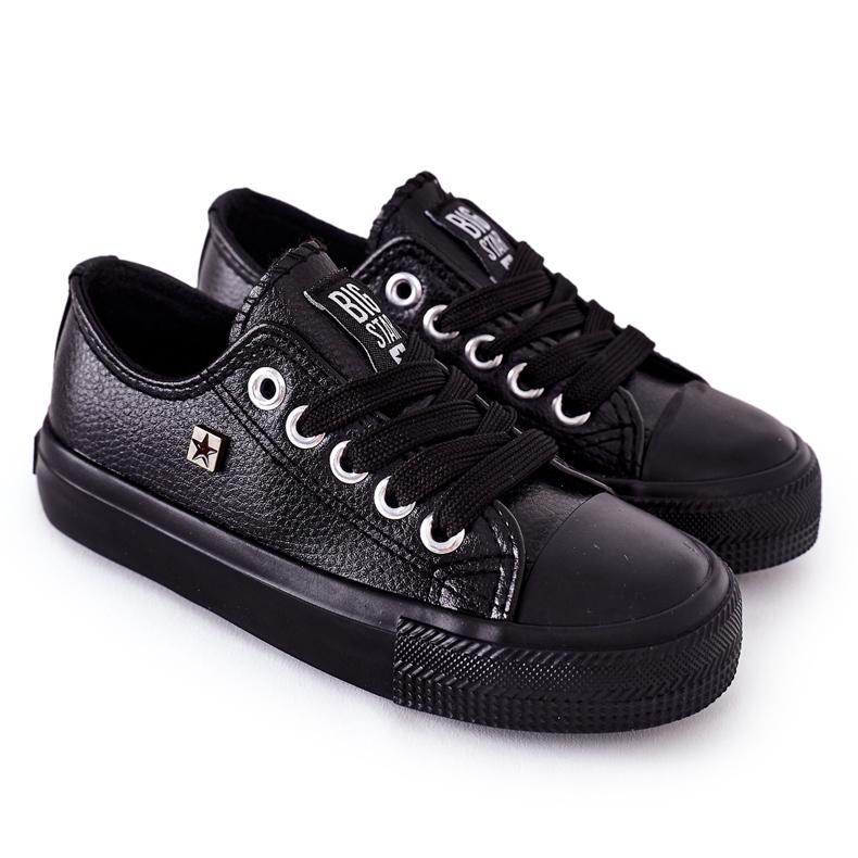 Zapatillas de piel para niños Big Star FF374304 Negro
