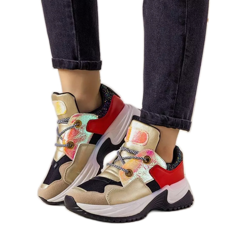 Deportivas doradas con suela alta Spring negro Deportivas doradas con suela alta Spring negro