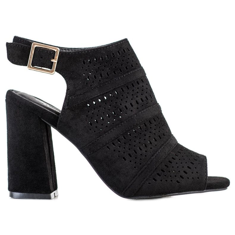 Renda Sandalias caladas en un poste negro Renda Sandalias caladas en un poste negro