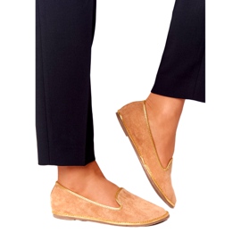 Mocasines de ante de mujer Lu Boo Camel beige dorado Mocasines de ante de mujer Lu Boo Camel beige dorado