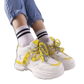 Zapatillas de cordones dobles en blanco y amarillo One Chance