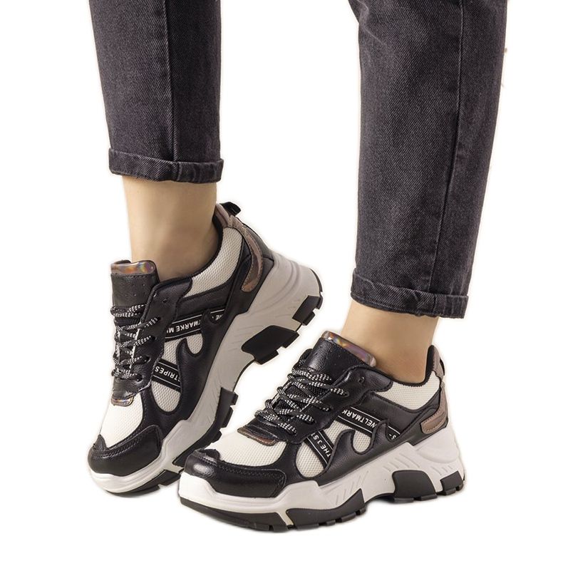 Zapatillas negras con inserciones Allisone holográficas negro Zapatillas negras con inserciones Allisone holográficas negro