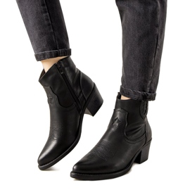 Botas vaqueras negras con estampado Mustgrow bordado negro