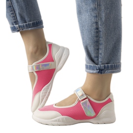 Zapatillas rosa neón con aplicación holográfica de Melania blanco rosado Zapatillas rosa neón con aplicación holográfica de Melania blanco rosado