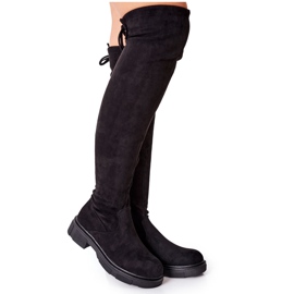 PS1 Botas sobre la rodilla de ante negras Selina negro PS1 Botas sobre la rodilla de ante negras Selina negro