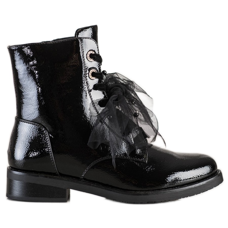 S. BARSKI Botas de Cuero Ecológico Lacado S.BARSKI negro