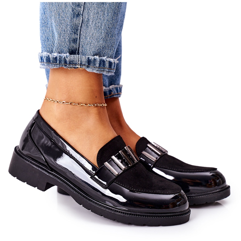 S.Barski Brogues de mujer lacados en negro Montius