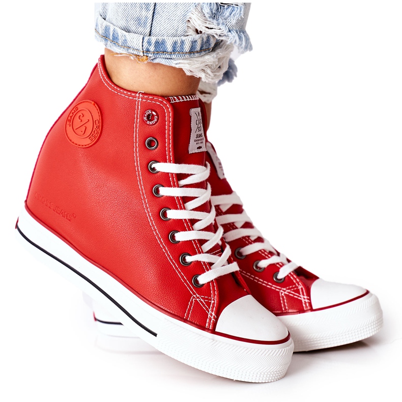Zapatillas de cuero con cuña Cross Jeans II2R4026 Rojo