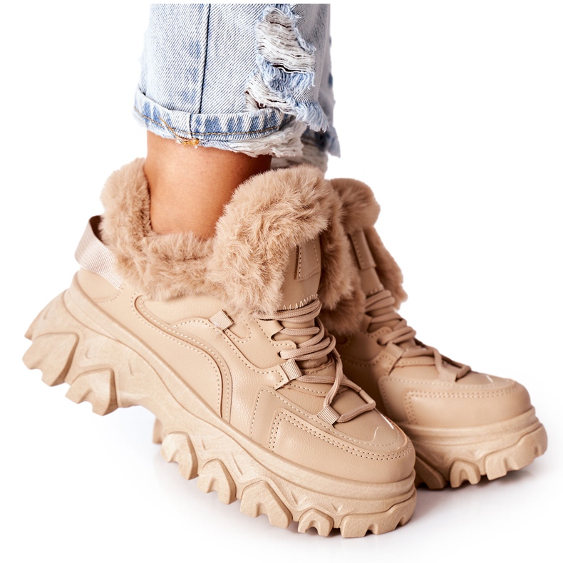 BM Botas cálidas beige para mujer Limerick caqui