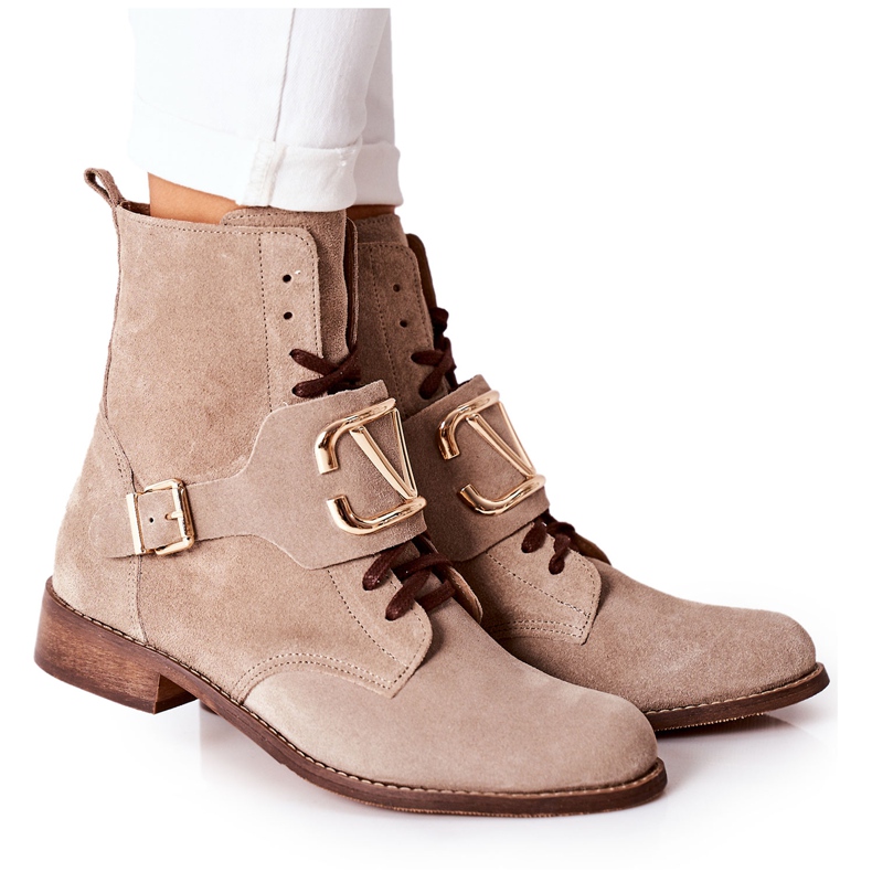 Botas Mujer Ante Cappuccino Nicole 2676 beige