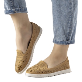 Mocasines camel con estampado Catwalk calado marrón Mocasines camel con estampado Catwalk calado marrón