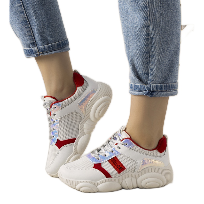Deportivas blancas y rojas de mujer Carry blanco