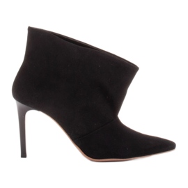 Marco Shoes Alfileres de cuero con frente extendido negro