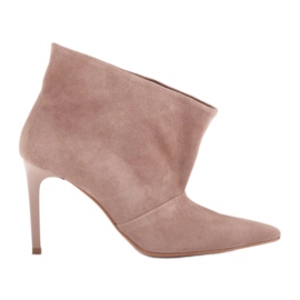 Marco Shoes Alfileres de cuero con frente extendido beige