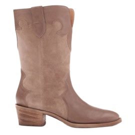Marco Shoes Bota cowboy Clara con pespuntes decorativos beige