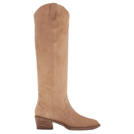 Marco Shoes Botas vaqueras Iolanda con costuras decorativas beige