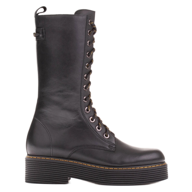 Marco Shoes Botas Francess con cordones y suela gruesa negro
