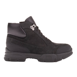 Marco Shoes Botas de trekking de piel natural negro