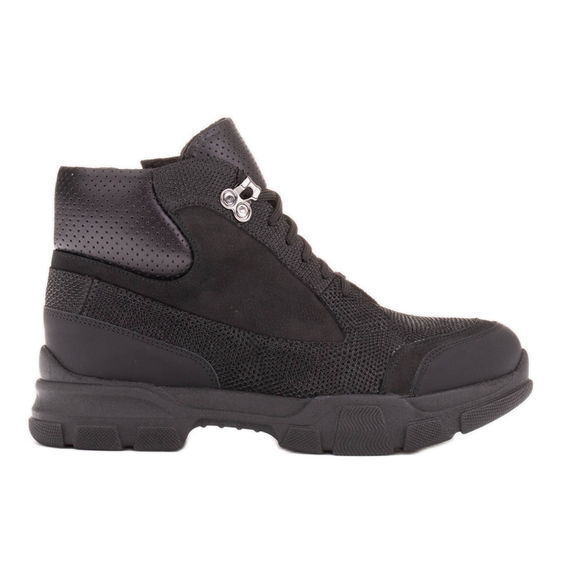 Marco Shoes Botas de trekking de piel natural negro