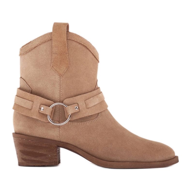 Marco Shoes Botas vaqueras Kaja con cinturón decorativo beige