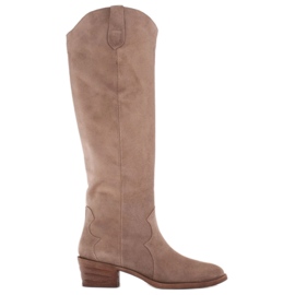 Marco Shoes Botas vaqueras Iolanda con costuras decorativas beige