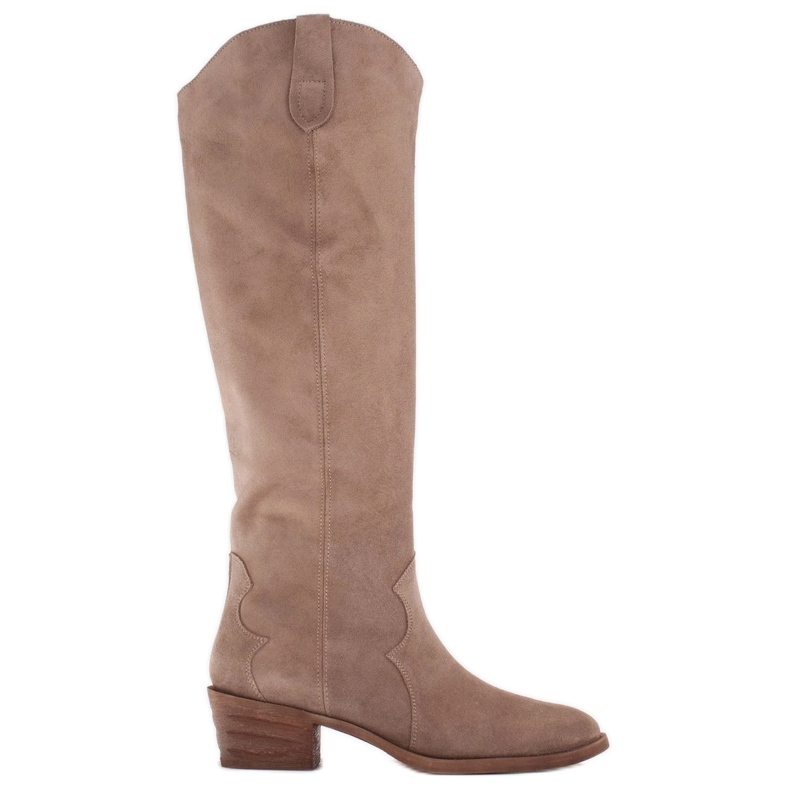 Marco Shoes Botas vaqueras Iolanda con costuras decorativas beige