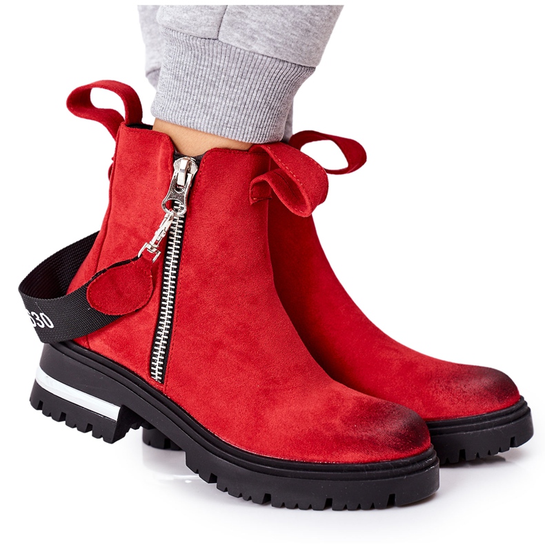 PS1 Botas cálidas Cortona rojas con cremallera rojo