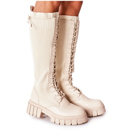 PB1 Botas Altas con Calcetín Monteri Beige PB1 Botas Altas con Calcetín Monteri Beige