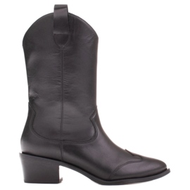 Marco Shoes Bota cowboy negra de piel auténtica negro