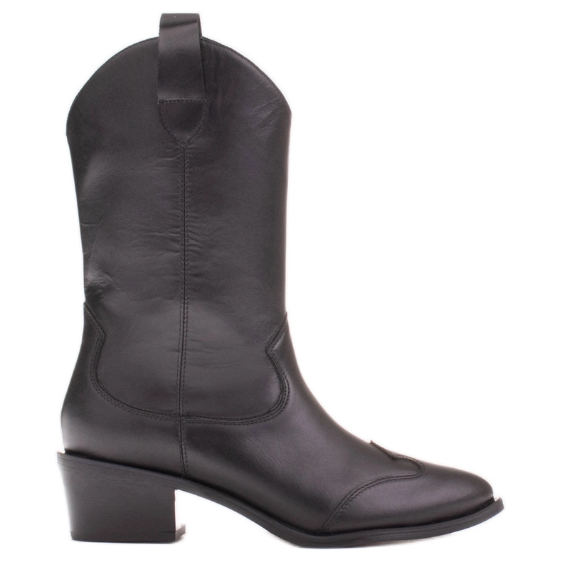 Marco Shoes Bota cowboy negra de piel auténtica negro
