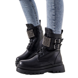 Botas negras decoradas con circonita Hendo negro