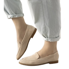 Mocasines Downtown beige con tacón plano
