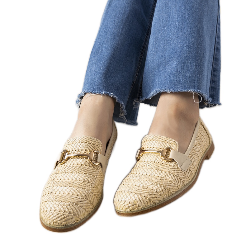 Mocasines beige trenzados con hebilla Leone