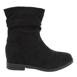 Botas negras con tacón de cuña oculto D7568 Negro