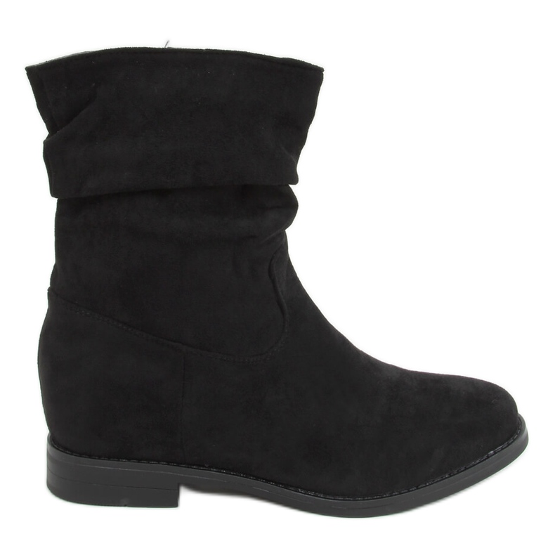 Botas negras con tacón de cuña oculto D7568 Negro